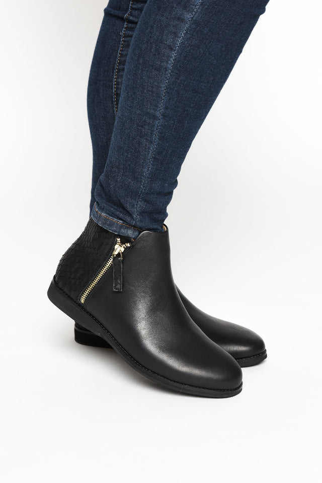 Sidezip Black Leather Ankle Boot
