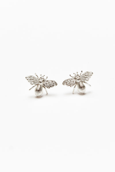 Silver Honey Bee Stud Earrings