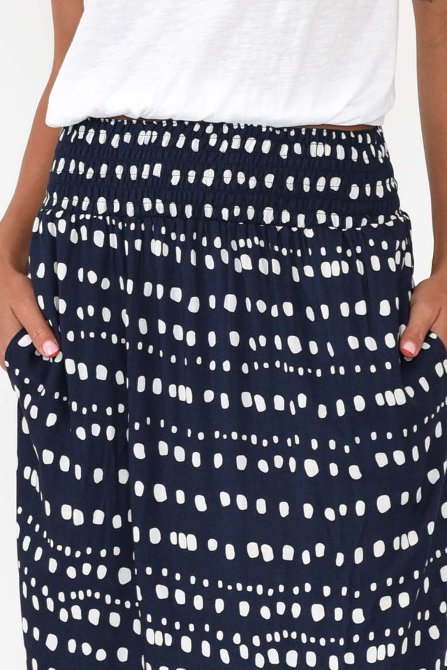 Simone Navy Abstract Spot Midi Skirt image 4