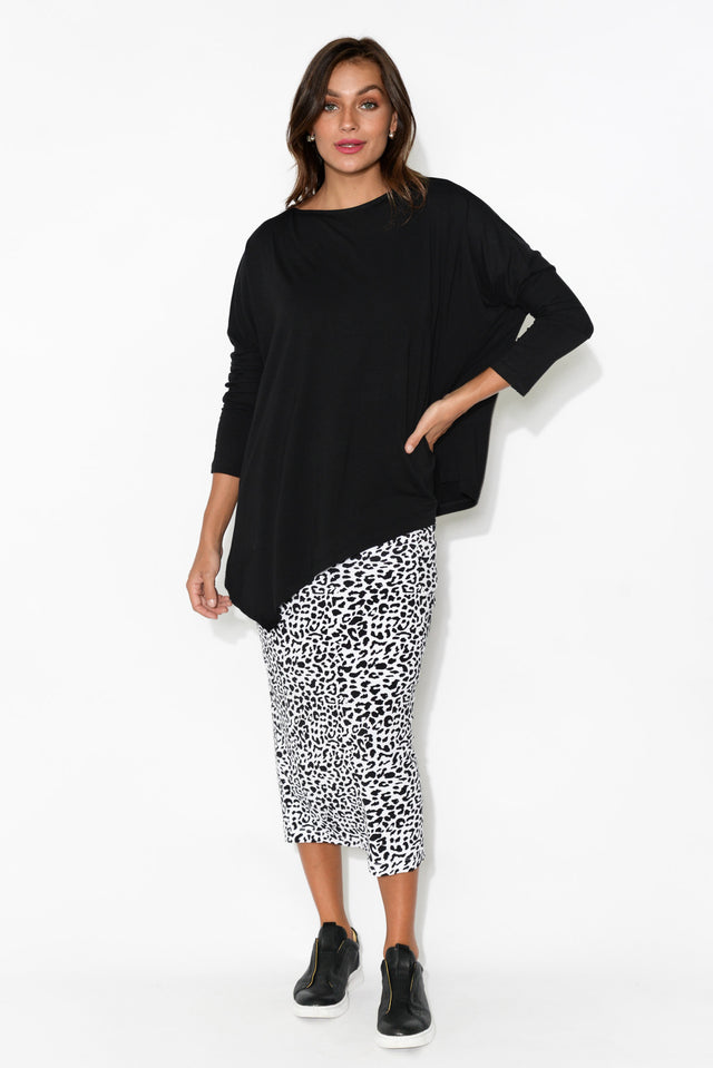 Susie Black Asymmetrical Bamboo Top