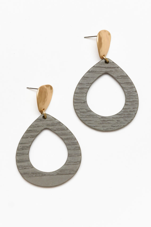 Tinsley Grey Wood Earrings image 1