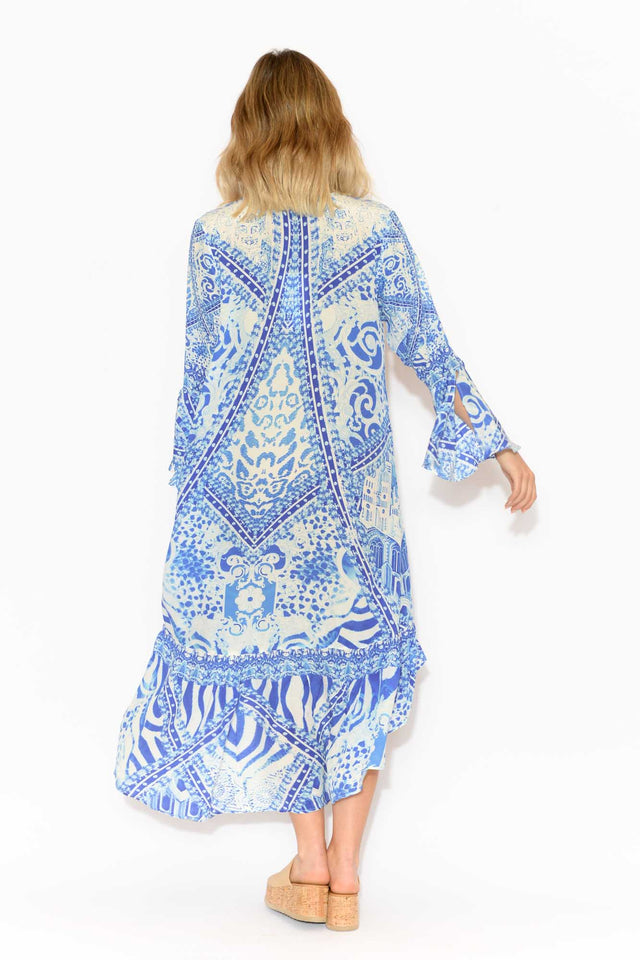 Verona Blue Silk Frill Dress