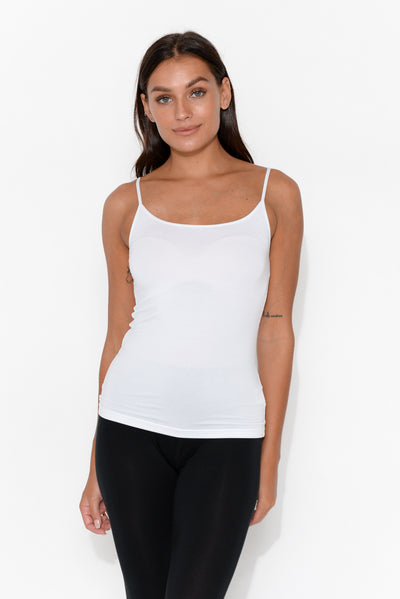 White Micro Modal Singlet    alt text|model:Brontie