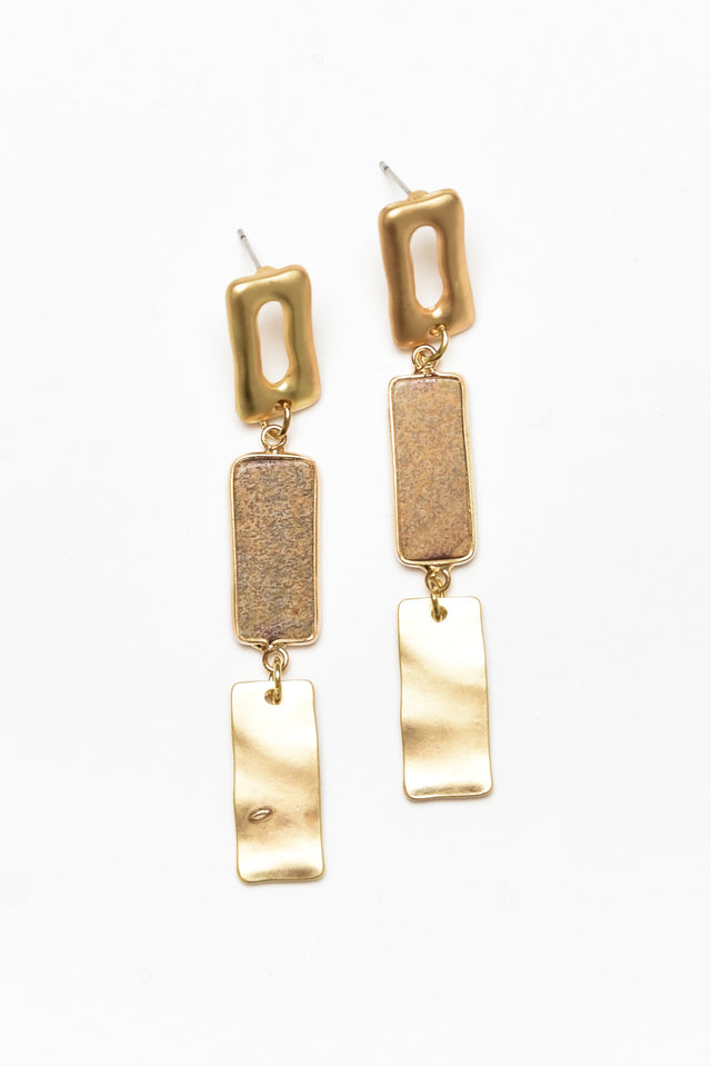 Wrena Gold Abstract Drop Earrings image 1