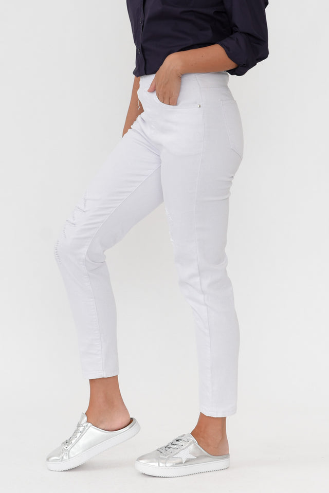 Zadie Distressed White Stretch Jeans